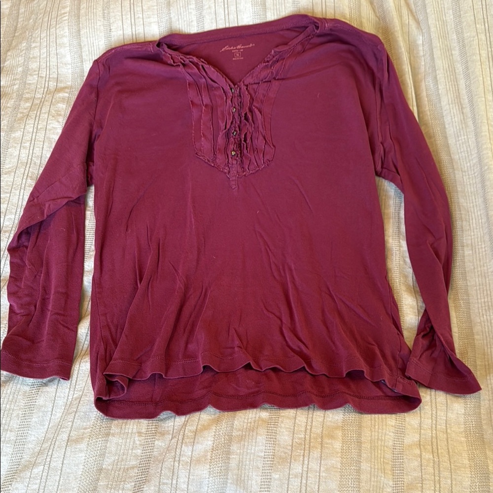 Eddie Bauer Ruffled Long Sleeve Blouse